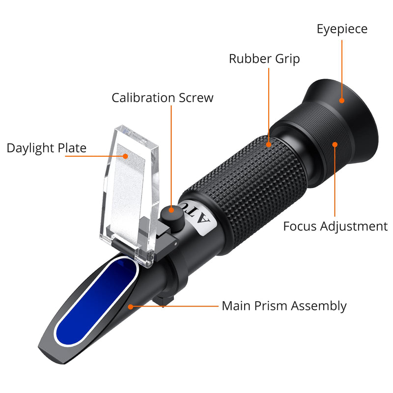 Proster Red Wine Refractometer Grape Wine Refractometer Wine Making Kit Brix Refractometer ATC Refractometers Brix Scale 0-40% Measures Sugar Content to Predict Alcohol Degree for Fruit Wine Black Brix 0-40%
