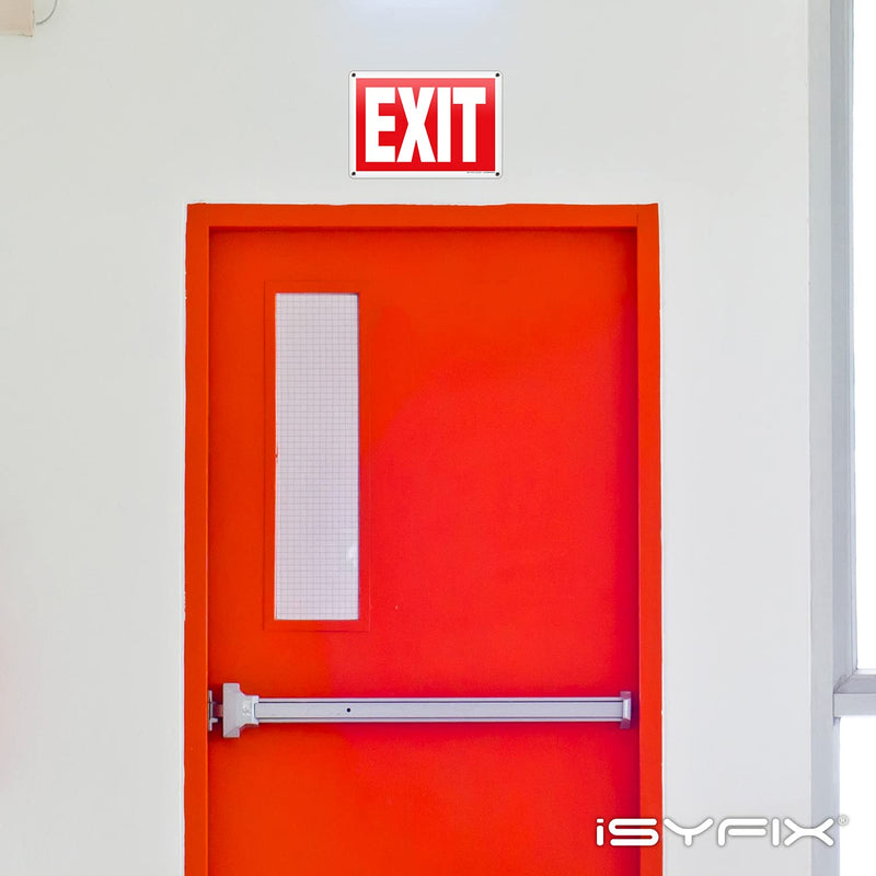 [Australia - AusPower] - iSYFIX Exit Sign – 1 Pack 10x7 Inch – 100% Rust Free .040 Aluminum Signs, Laminated for Ultimate UV, Weather, Scratch, Water and Fade Resistance, Indoor and Outdoor, Exit Signs for Exterior. Red 10x7 Aluminum 