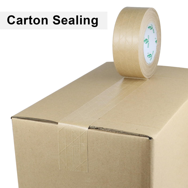 BOMEI PACK 2Pack Reinforced Kraft Paper Tape, Self Adhesive Paper Gummed Packing Tape, for Heavy Duty Packing, Shipping, Moving and Storage, 2Inch55yds 2in x 55yds 2