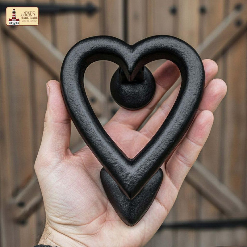 Black Heart Door Knocker for Front Door 4.5 X 4 Inch Solid CAST Iron Victorian Colonial Black Heart - 4.5 Inch