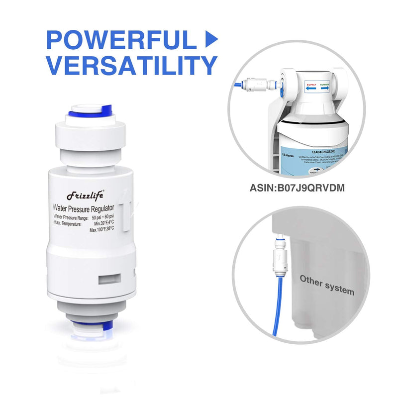 [Australia - AusPower] - Frizzlife Water Filter Pressure Regulator Protection Valve For Reverse Osmosis & Water Filter System, 60PSI, 1/4” Quick Connect Push Fit, PRV01 