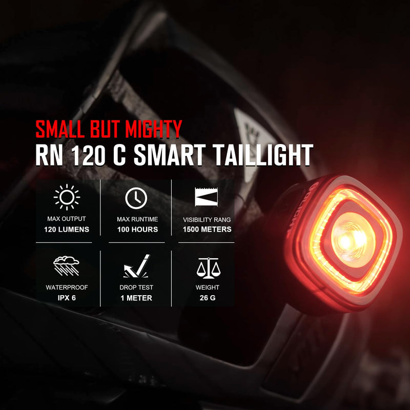 [Australia - AusPower] - OLIGHT RN 120 C Bike Lights, 120 Lumens Tail Light 260 Degree Visibility, 1500m Viewable Range, USB Rechargeable Bike Break Light, IPX6 Waterproof, Road and Urban Cyclists Type C 
