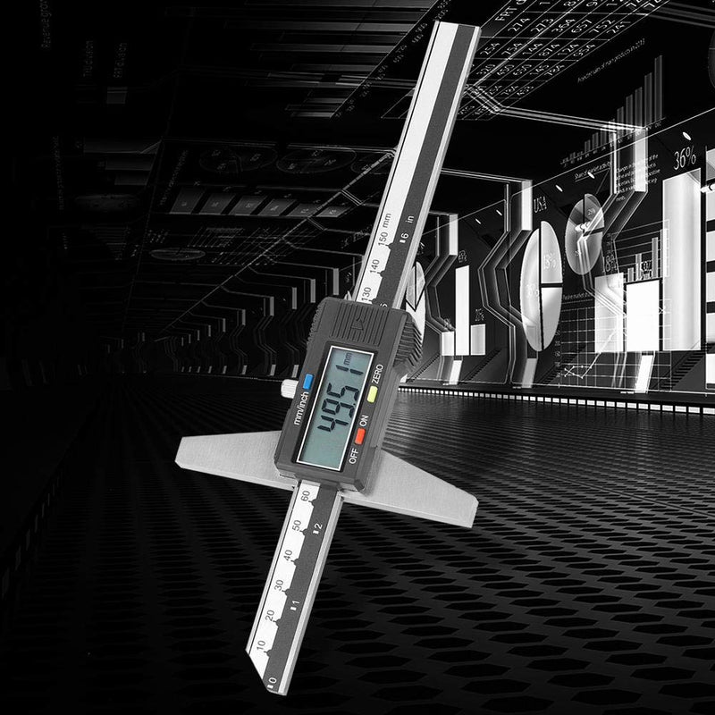 6 Inch Digital Depth Gauge Stainless Steel Digital Height Gauge Electronic Depth Measuring Caliper Ruler with 0-150 mm Measuring Range 0.01 mm Precision for DIY Measurements