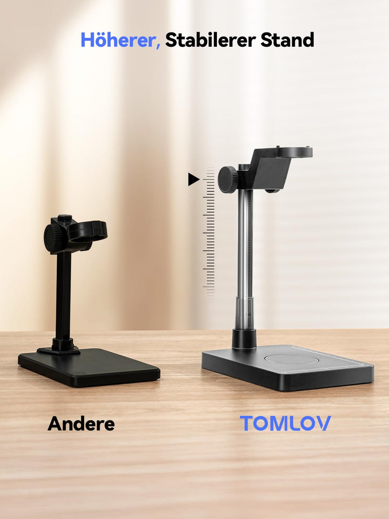 Tomlov DM4W 4.3 Inch IPS Coin Microscope with Scales, 0.1 g Accuracy | Measurement in g/oz/ct, Jewelry & Metal Testing, Integrated LEDs, USB Live Image, Photos/Videos, Wireless Design, PC Compatible, Black