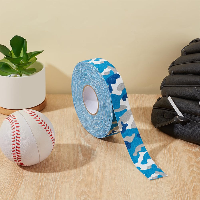 27.43 Yards Blue Camo Tape Cool Camouflage Pattern Athletic Sport Muscles Protective Non Slip Ice Hockey Pucks Skiing Stick Bat Racket Grip Polycotton Duct Tapes for DIY Craft Supply Box
