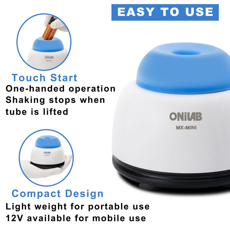 [Australia - AusPower] - ONiLAB Mini Vortex Mixer with Touch Function, Lab Mixing, Nail Polish,Tattoo Ink,Eyelash Adhesives and Acrylic Paints Mixing, Lab Vortexer for Centrifuge Tubes and Test Tubes,Blue Blue 