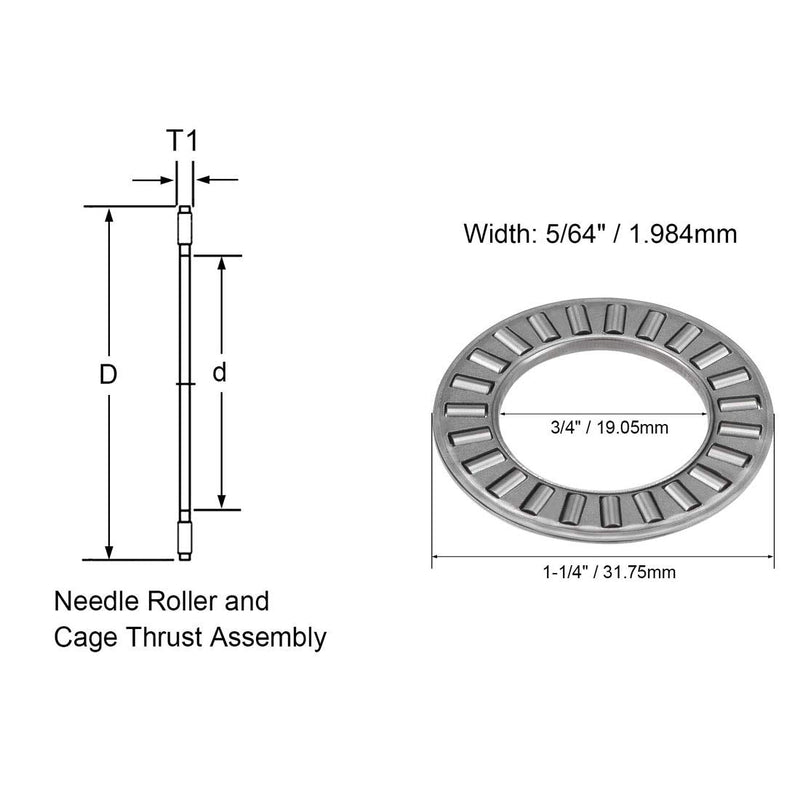 [Australia - AusPower] - 2 Sets Thrust Needle Roller Bearings NTA1220+2TRA Thrust Needle Roller Bearing with Two Washers 3/4 