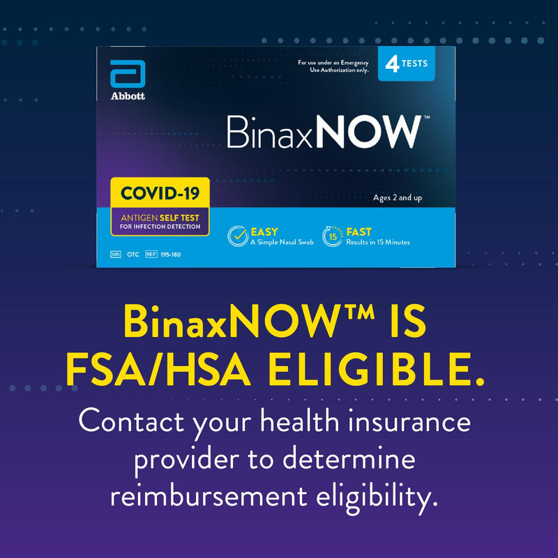 BinaxNOW COVID-19 Antigen Self Test, 1 Pack, 4 Tests Total, COVID Test With 15-Minute Results Without Sending to a Lab, Easy to Use at Home 4 Test Total