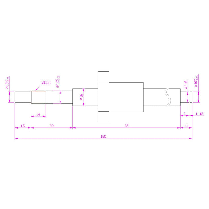 [Australia - AusPower] - Ball Screw SFU1605 （Diameter 16mm Pitch 5mm）Length 150mm with Metal Ball Screw Nut for CNC Machine Parts(150mm) 