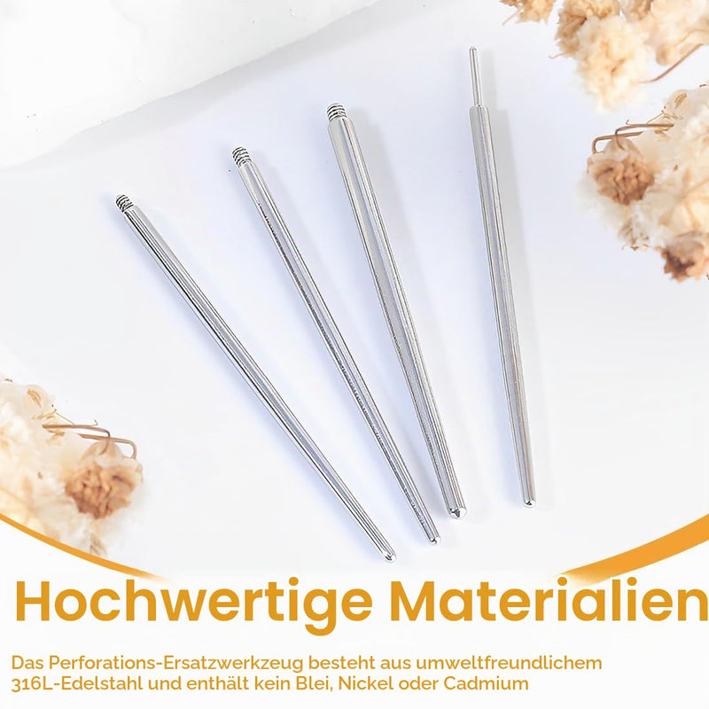 IKOPFLN 8 Piece Piercing Set Piercing Taper Insertion Surgical Steel 14G 16G 18G for Ear/Nose/Lip/Belly/Nipple/Tongue Piercing Tool Body Stretching Piercings Kit Assistant Tool, Ear Piercing Set