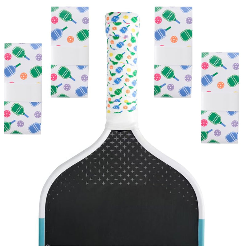 Pickleball Grip Tape with Paddle Pattern Design, Anti-Slip and Absorbs Moisture & Shock, Replacement Grip, Set of 4
