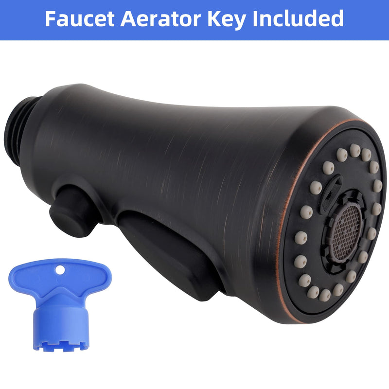 iFealClear Pull Down Kitchen Faucet Head Replacement - 3-Mode Sprayer Nozzle, Compatible with Moen, American Standard, Delta Faucets - Oil Rubbed Bronze Universal