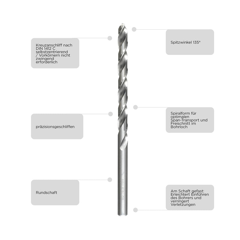 kwb HSS metal drill, extra long version, DIN 340, 217-060 HSS metal drill bit long 6 mm