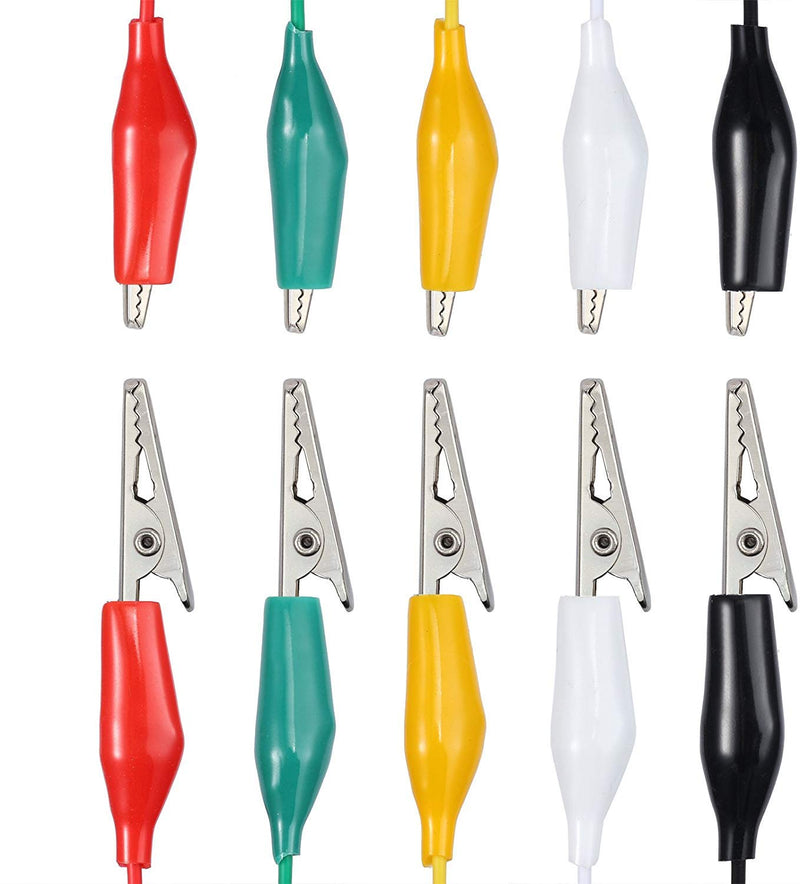 [Australia - AusPower] - Gebildet Soldered Test Leads with Crocodile Clips Set Insulated Test Cable Double Clamps 50 cm Pack of 30 Red/Green/Yellow/Black/White-30 Pieces 