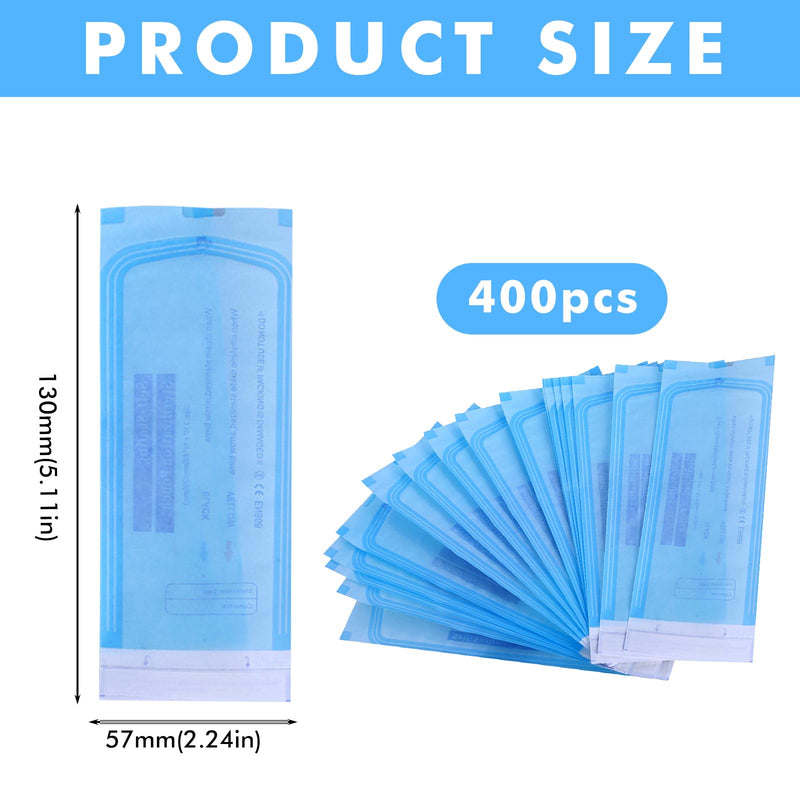 Pack of 400 self-sealing sterilisation bags: 57 mm x 130 mm disposable sterilisation bags, dentist sterilisation bags, sterilisation bags, self-sealing sterilisation bags