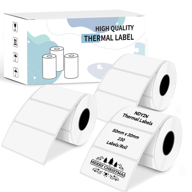 Thermal Labels for N20 Label Maker,1.97"x1.18"(50x30mm), 230 Labels/Roll, for Barcode, Address, Mailing, Logo, Business, Name Tag, 3 Rolls White-5030