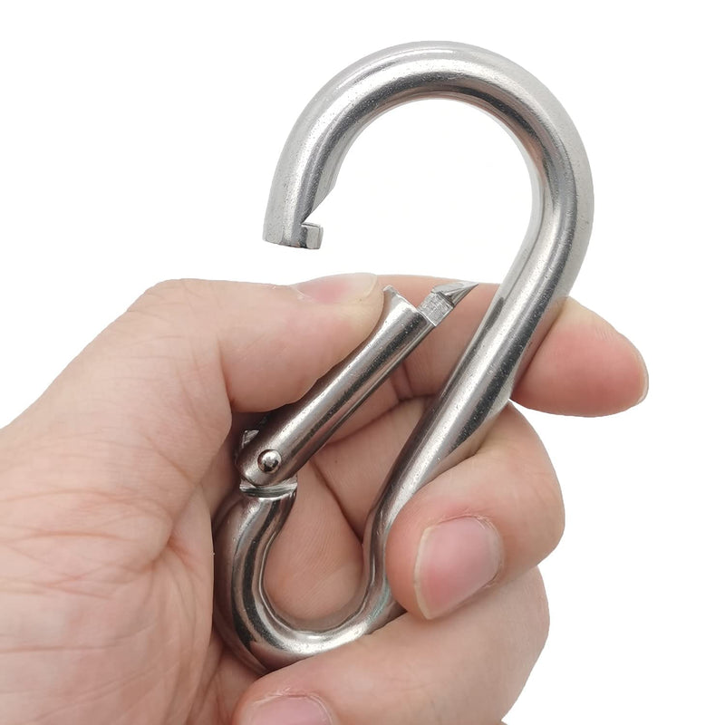 [Australia - AusPower] - Spring Snap Hook Carabiner, 304 Stainless Steel Snap Hook Heavy Duty Carabiner Clip for Carabiner Outdoor, 2 Pack 4 Inch - 2PCS 