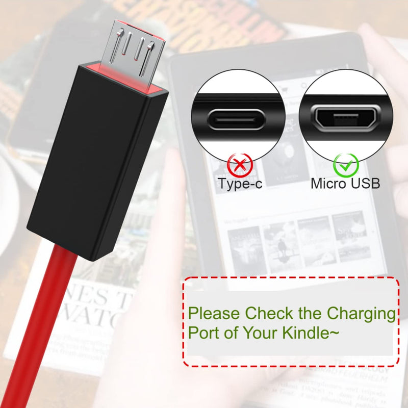 [Australia - AusPower] - Saipomor Micro USB Charging Cord Charger Cable Compatible with Kindle Fire Tablets(Fire 1st-8th Gen), Kindle E-Readers(3rd-10th Gen), Kindle Paperwhite2/3/4 and Kindle Oasis2-3ft Black&Red 