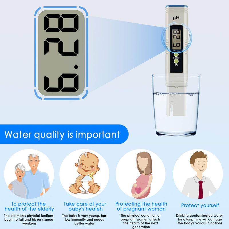 [Australia - AusPower] - PH Meter, 0.01 High Accuracy 0-14 PH Test Range with ATC, Easy to Use and Read, Compact Size Digital Water Tester for Water Swimming Pool Aquarium Hydroponics Food Plants 
