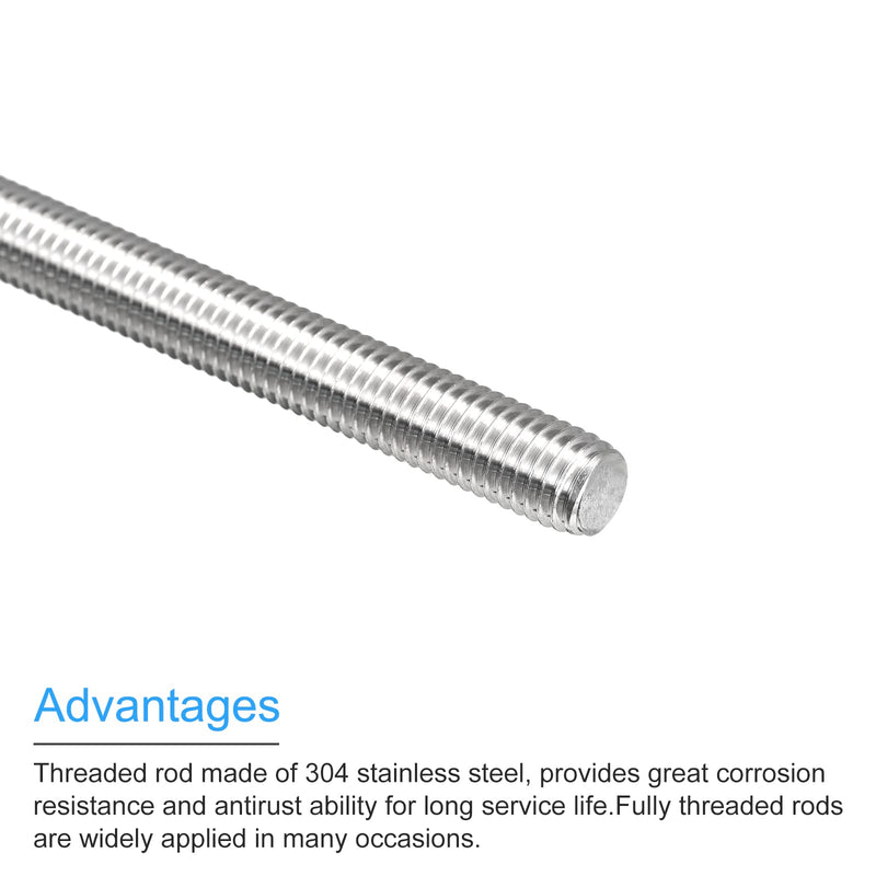 MECCANIXITY Fully Threaded Rod M10 x 450mm 1.5mm Thread Pitch 304 Stainless Steel Right Hand Threaded Rods Bar Studs 2 Pack