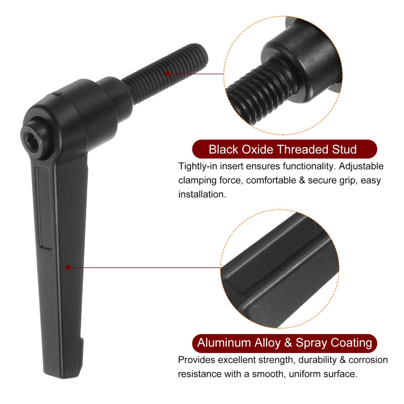 [Australia - AusPower] - 8pcs Adjustable Clamping Lever Handles M8 x 25mm Male Thread Bolt Knobs Rotating Screw Locking Quick Release Ratchet Push Button Handle, Black 