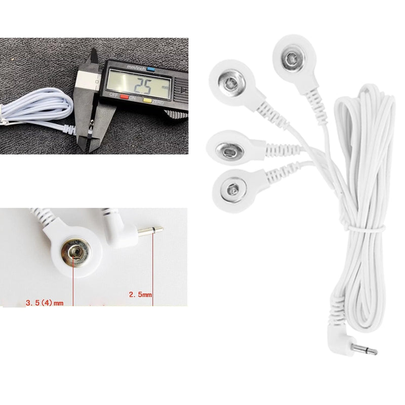 [Australia - AusPower] - Button Electrode Wire Cable, DC 3.5mm Button Electrode Wire Cable Compatible Wires for Digital TENS Massage Machine,Button Type Electrode 2.5mm Plug Wires Cable 1 to 4 (20) 20 