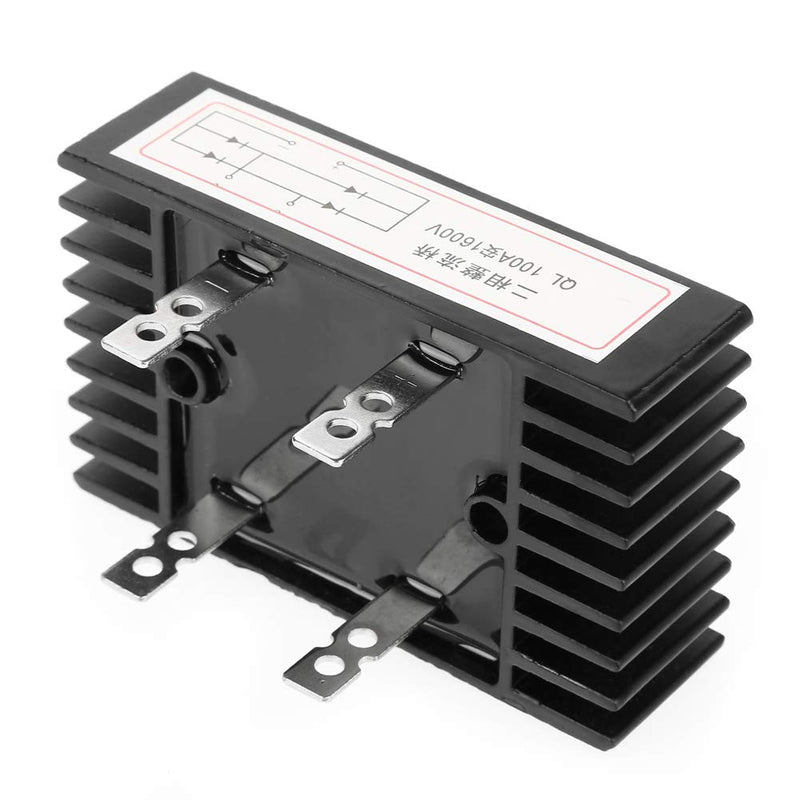 [Australia - AusPower] - 2 Phase Diode Bridge Rectifier 100A 1600V Voltage High Power Bridge Rectifier Full Silicon Diodes Bridge Rectifier Diode Black with Heatsink Good Heat Dissipation 