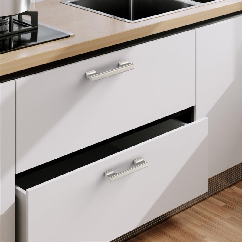 9BUILD 10 Pack Brushed Satin Nickel Cabinet Pulls - 3 Inch Cabinet Handles - Kitchen Cabinet Hardware - Drawer Handle 3"/76MM Hole Center