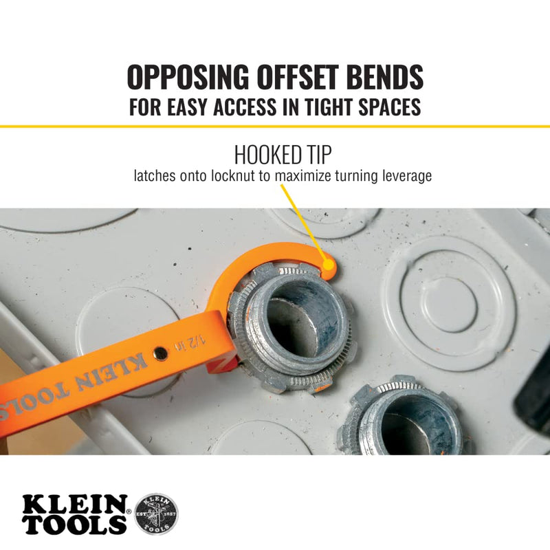 [Australia - AusPower] - Klein Tools 935RBLT 9-Inch Lighted Torpedo Level, 50900R Conduit Locknut Wrench Set with 1/2, 3/4 and 1-Inch Offset Bends, 3-Piece 