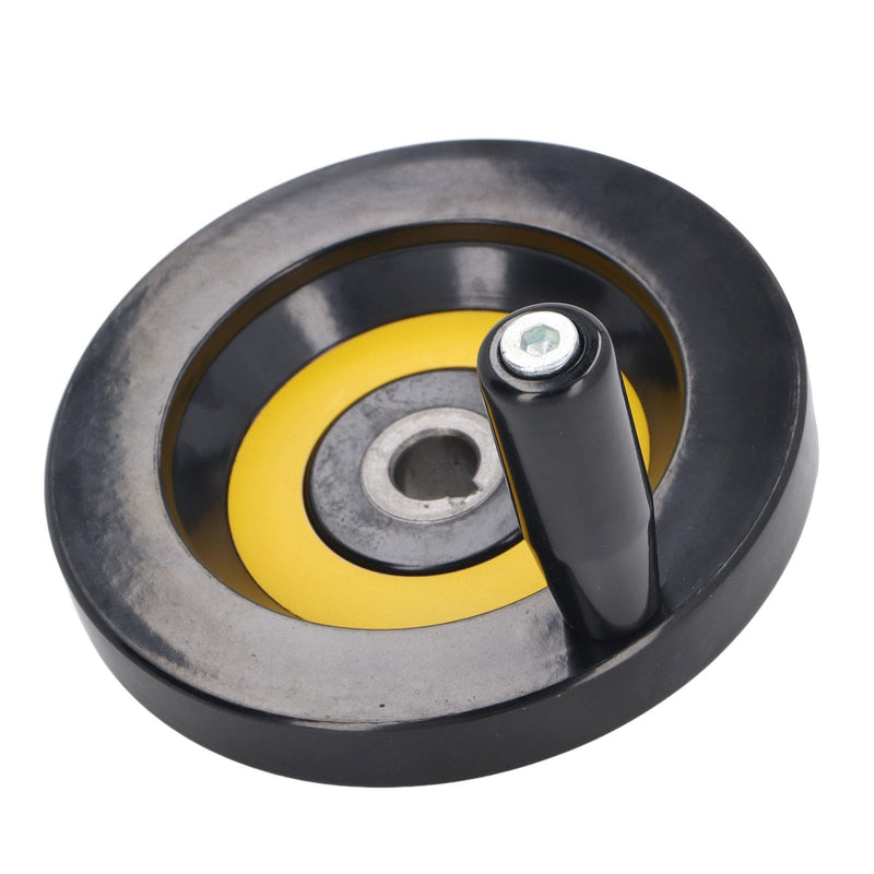 [Australia - AusPower] - Walfront Lathe Milling Handwheel Round Handwheel with Revolving Handle Hand Wheel Table Saw Handwheel 14mm Center Hole 125mm Outer Diameter 