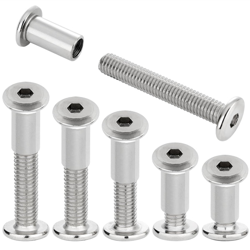 [Australia - AusPower] - 100 PCS Silver M8x40mm Binding Screws - Perfect for Outdoor Furniture Set Repairs, Heavy-Duty Bookshelf Makeovers & Playground Equipment Fixes 100 