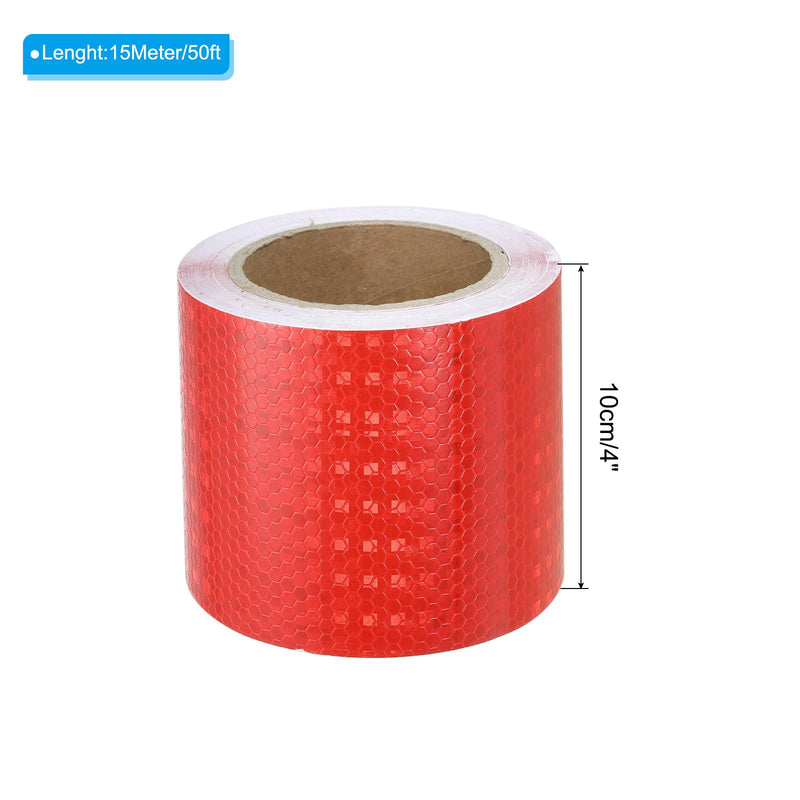 PATIKIL Reflective Tape, 4 Inch x 50 FT Waterproof Adhesive High Visibility Warning Safety Tape External Accessories Conspicuous for Cars Trucks, Red 4IN x 50FT