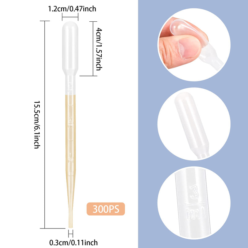 [Australia - AusPower] - 300PCS 3ML Plastic Transfer Pipettes, YSSHUI Disposable Pipette Transfer Pipettes for Essential Oil Pipette Makeup Tool 