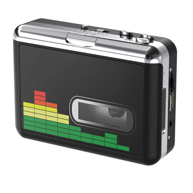 [Australia - AusPower] - DIGITNOW USB Cassette Player, Portable Walkman Stereo Tape to MP3 Converter, Audio Music Recorder to MP3 Digital File Converter with Earphones, No PC Required, Black, BR607 