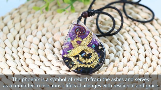 Day Day Up Phoenix Bird Pendant With Natural Agate Stone Necklace Orgone Pendant Rope Chain For Women Healing Crystal Jewelry Adjustable 3