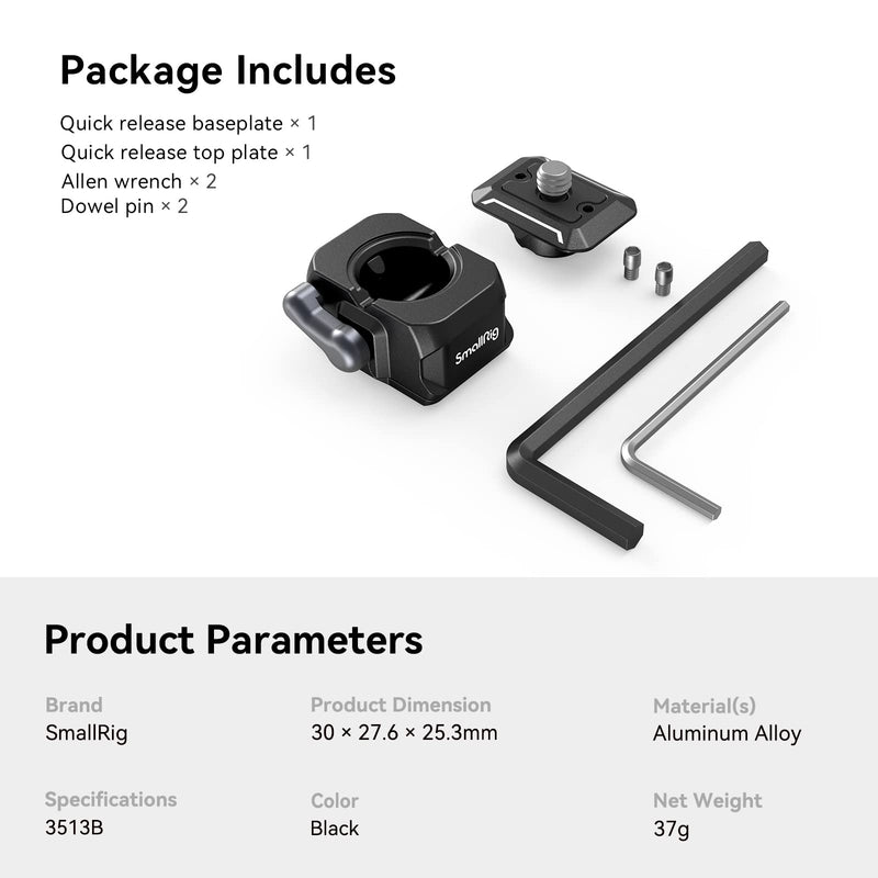 [Australia - AusPower] - SMALLRIG Quick Release Plate Drop-in HawkLock Mini Quick Release Camera Mount Adapter with 1/4" Screw, for Camera Clamp, Super Clamp, Ball Head, Tripod, Magic Arm, Stabilizer, Field Monitor - 3513C Basic QR System 