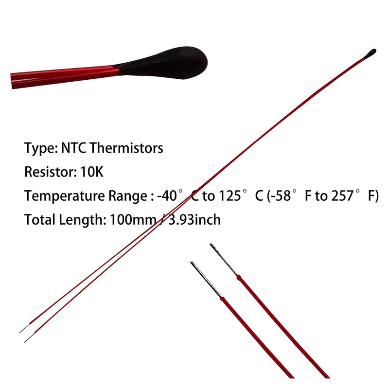 [Australia - AusPower] - 10Pcs 10K NTC Thermistor, 10K 3590B 1% NTC Thermistors Resistors Temperature Sensor, 10K Ohm Thermistor MF52B 3950 1% Wire Length 100mm(3.93in), 10Pcs 10K NTC Thermistor 100mm (3.93in), 