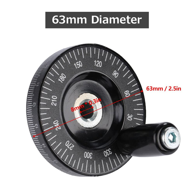 [Australia - AusPower] - Hand Wheel with Handle, 63mm Milling Handwheel with Scale, Bakelite Hand Wheel Machinery Accessaries for Lathe Milling Machine 
