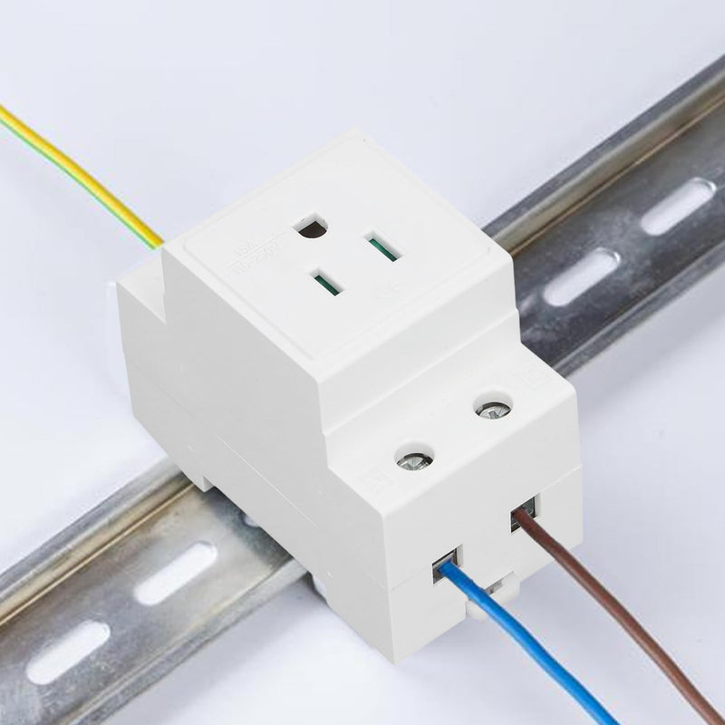 [Australia - AusPower] - Ejoyous Din Rail Outlet, DIN Rail Socket Built in Protective Con tact Earthing Con tact Outlet for Distribution Panel (US AC110‑250V 15A) US AC110‑250V 15A 
