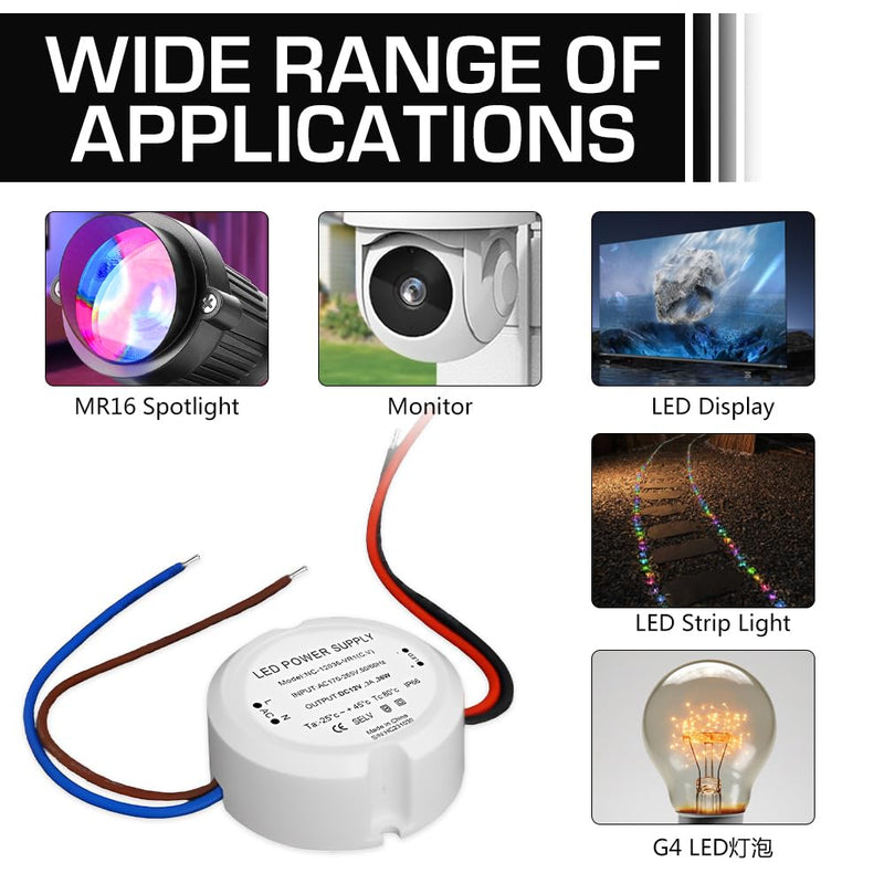 [Australia - AusPower] - KUWUNG LED Transformer 12 V 36 W 3 A, Transformer 230 V to 12 V, LED Power Supply Driver Power Supply, Mini Power Supply 12 V, Mini Ultra Thin IP66 Driver for Lamps 