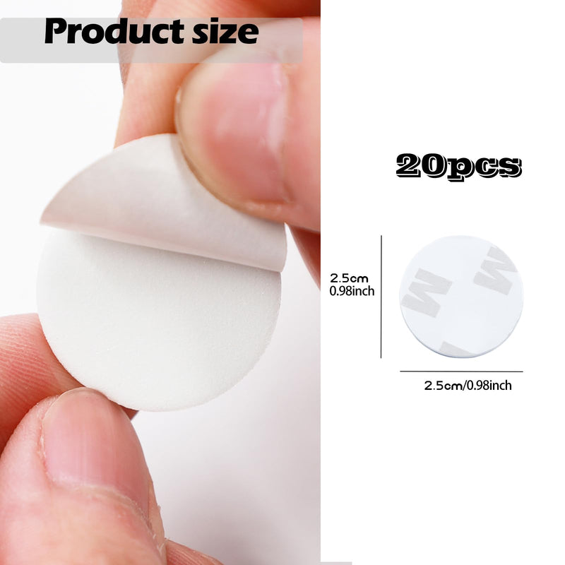 Double Sided Adhesive Pads,Round Sticky Pads Heavy Duty,Strong Mounting Tape,Pre-Cut Foam Pads, Waterproof for Walls Picture, Car, Home, Office (2 x 25mm)
