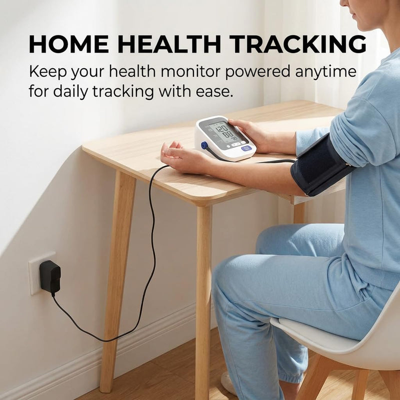 6 V Power Supply Charger Blood Pressure Monitor Compatible with Omron, Replacement AC Adapter with 1.5 m Cable, for M2 M3 M3 Comfort M4 M5 M6 M7 Series, Including M500 M700 M8 M9 X3 X4, for Home and
