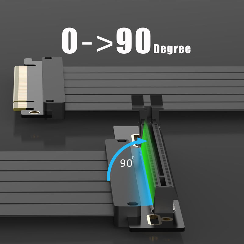 GLOTRENDS 300mm PCIe 3.0 X16 Riser Cable for Low-end PCIe 3.0 GPUs, Such as GeForce RTX 20/GTX 16/GTX 10 Series and AMD Radeon RX5000/VII/RX Vega/R9 Fury Series, etc 90 Degree Right Angle