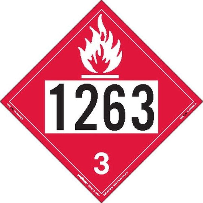 Labelmaster ZEZ21263 UN 1263 Flammable Liquid Hazmat Placard, E-Z Removable Vinyl (Pack of 25)