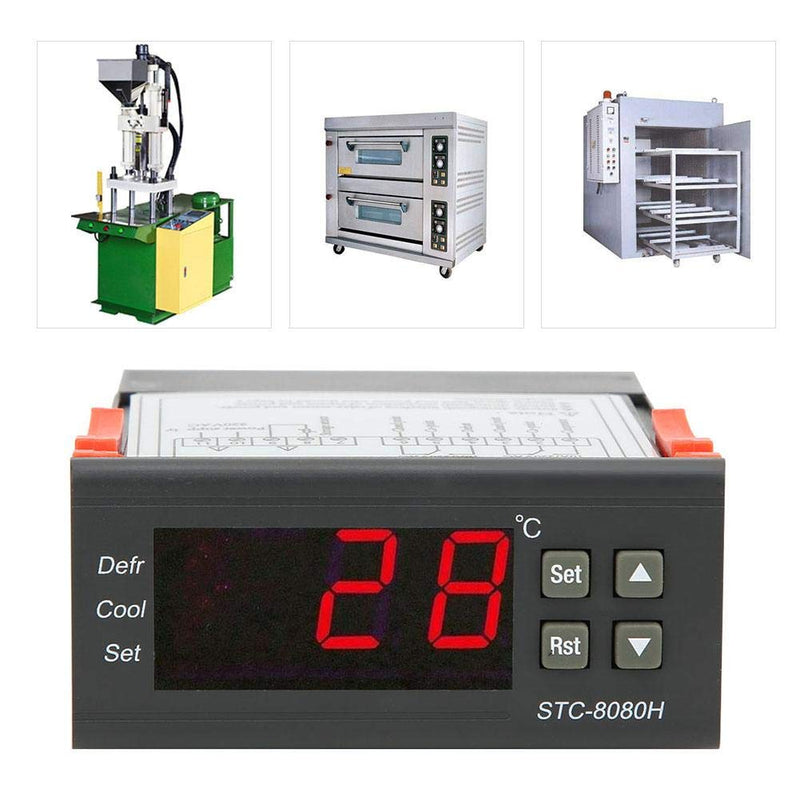 [Australia - AusPower] - Digital Temperature Controller Thermostat Refrigeration Defrosting 10A/220VAC -8080H Display Over-Limit Alarm -50°C-99°C 