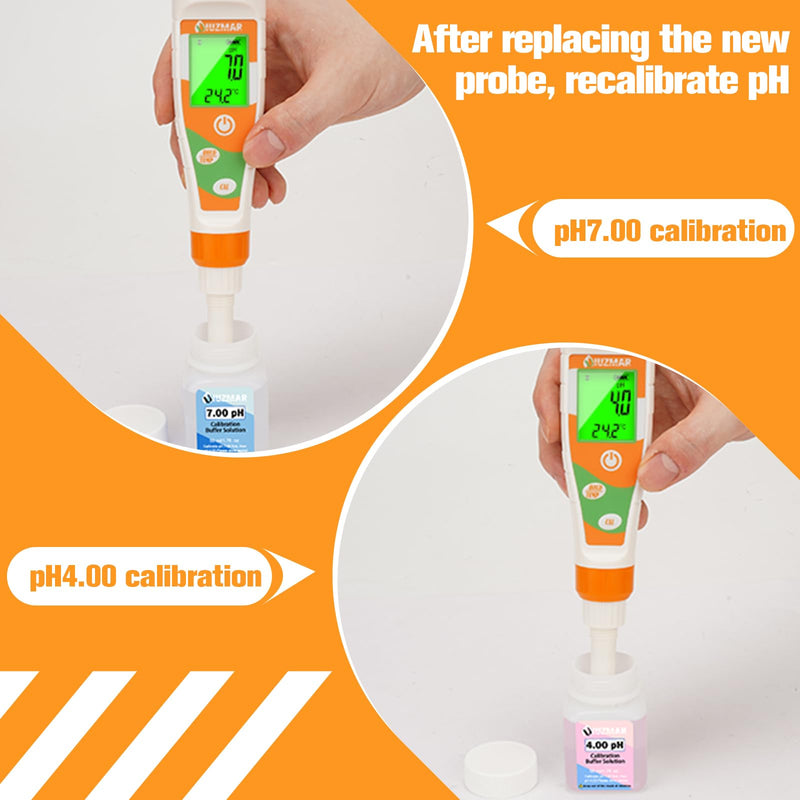[Australia - AusPower] - pH Meter Calibration Solution(4.00&7.00) and Replacement pH Probe for UIUZMAR Spear Food pH Meter 
