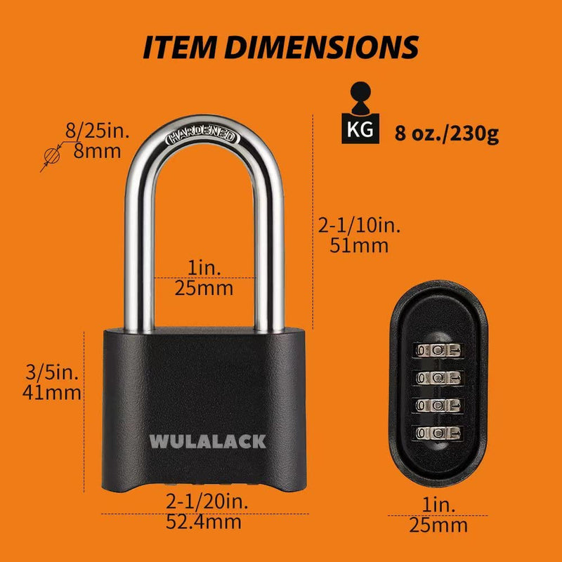 [Australia - AusPower] - Outdoor Combination Lock, Heavy Duty Weatherproof Pad Locks with Code, Resettable Padlock Combination for Sheds Fence, Gate Hasps, Storage Unit Long Shackle 