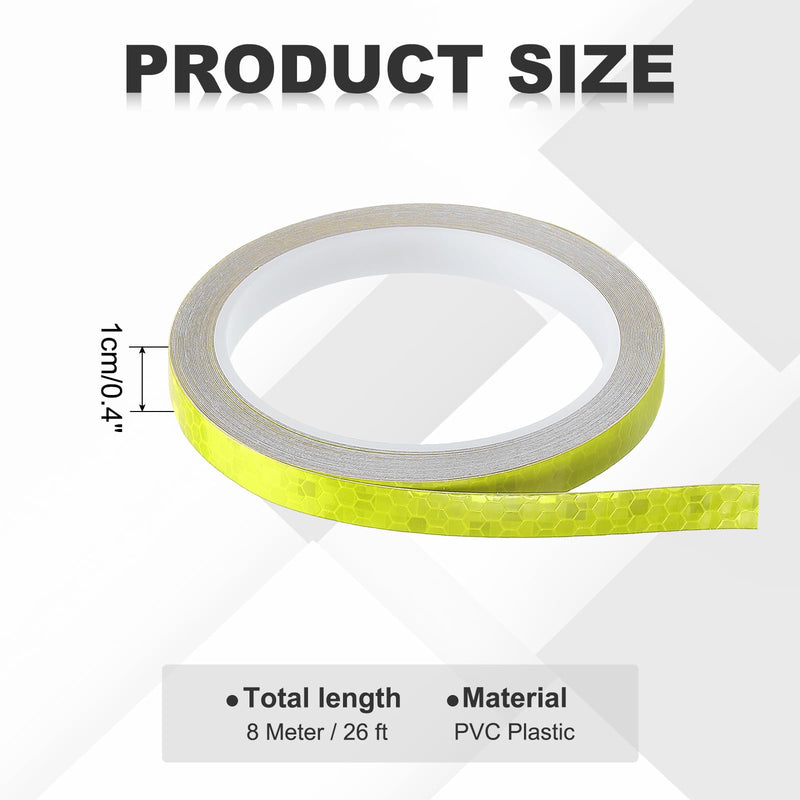 MECCANIXITY Reflective Tape, 0.4 Inch x 26 ft Self-Adhesive Trailer Reflector Tape Waterproof Warning Safety Sticker High Visibility Night Reflectors, Fluorescent Yellow