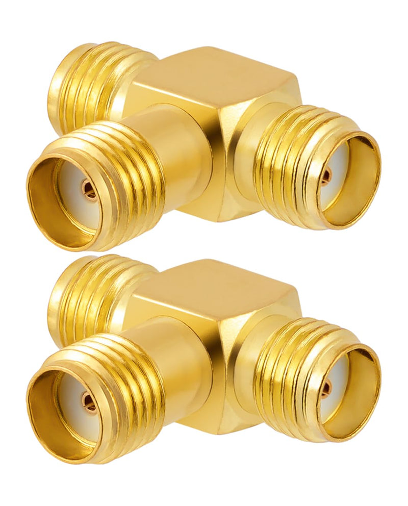 Vecys Pack of 2 SMA Adapter 3 Way Splitter T Shape SMA Female to Dual Female Splitter Antenna Adapter Converter 50 Ohm SMA Female to Dual SMA Female