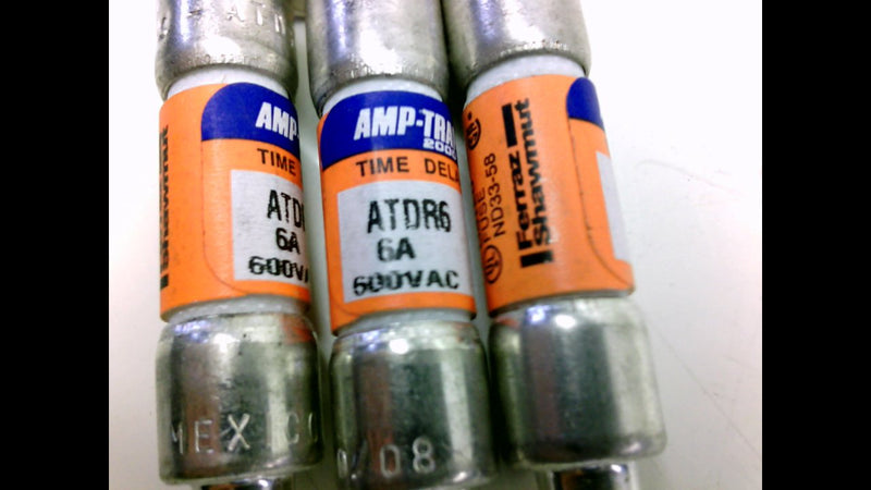 Ferraz Shawmut Atdr6 - Pack of 5 - Time Delay 6A Fuse Atdr6 - Pack of 5 - Class Cc